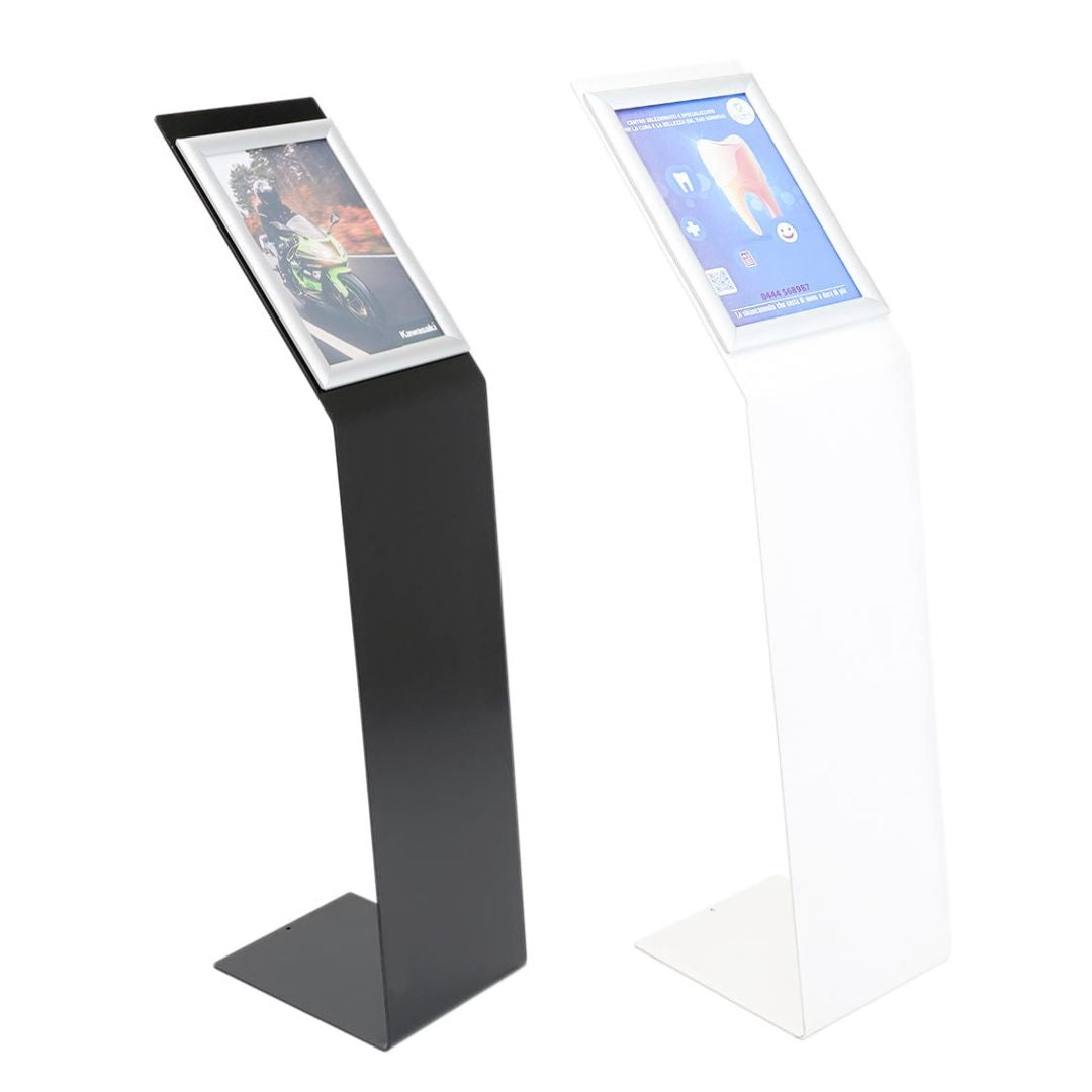 atril de pie en metal blanco o negro para grafica a4