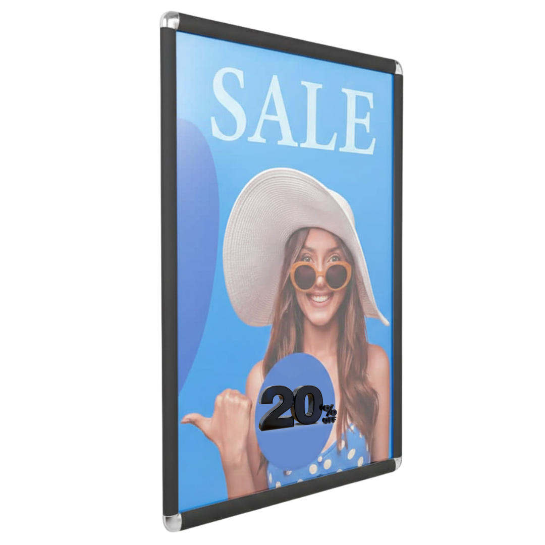 marco publicitario negro para carteles