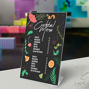 expositor portamenu de metacrilato