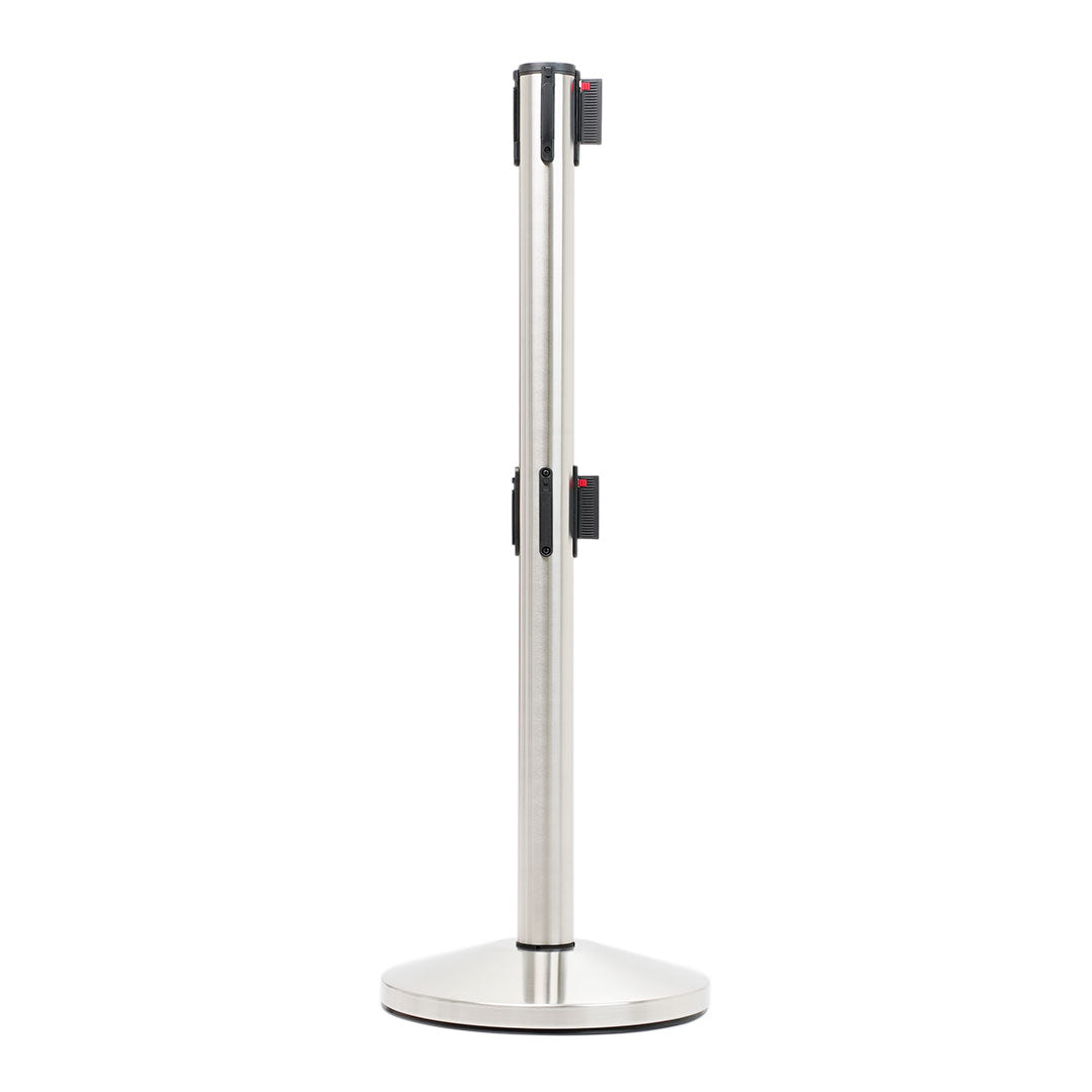 poste separador acero cepillado con doble cinta