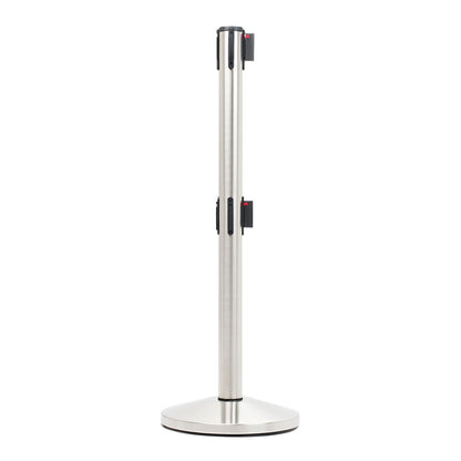 poste separador acero cepillado con doble cinta